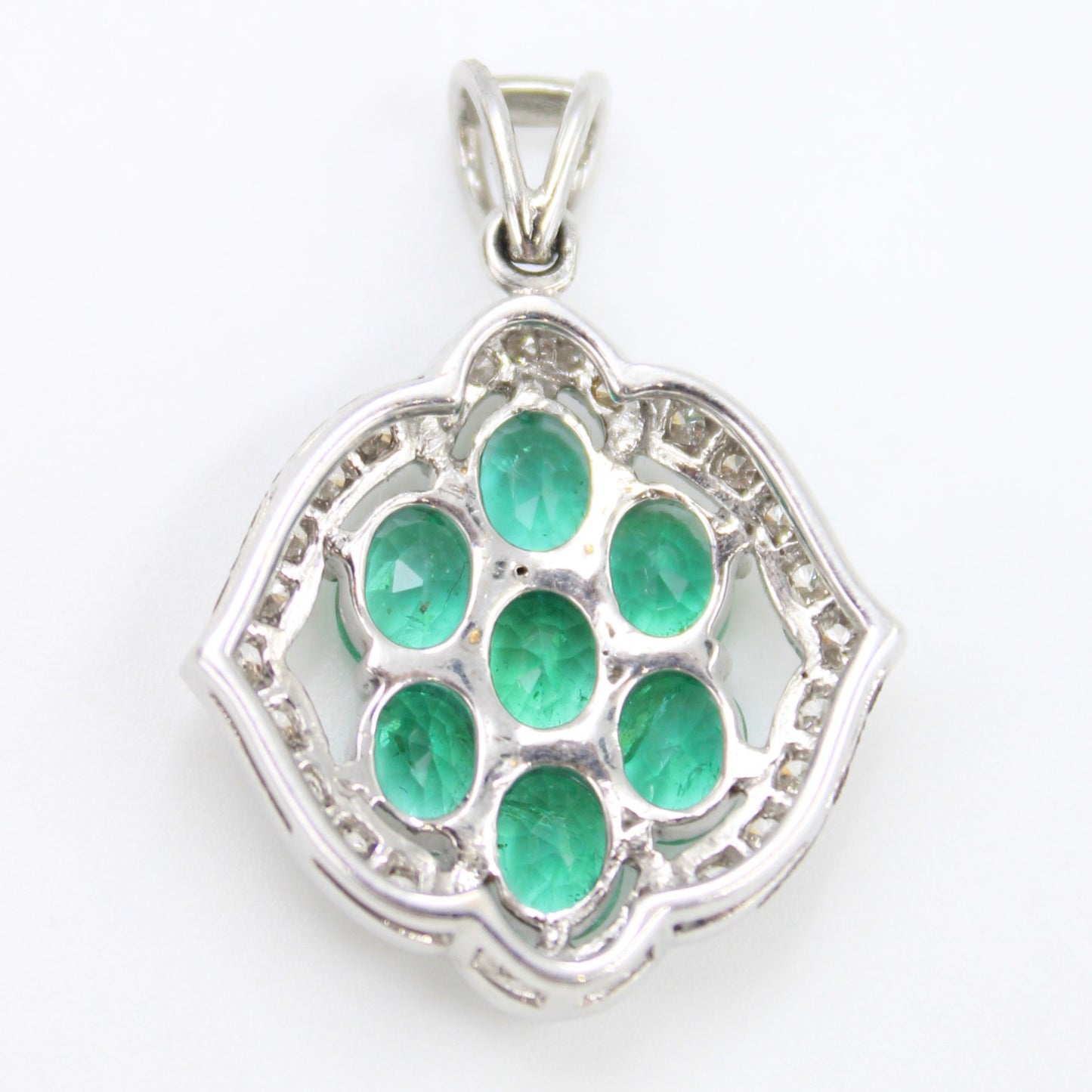Elegant 7.28 TCW Natural Emerald & Diamond Statement Pendant in 18K White Gold