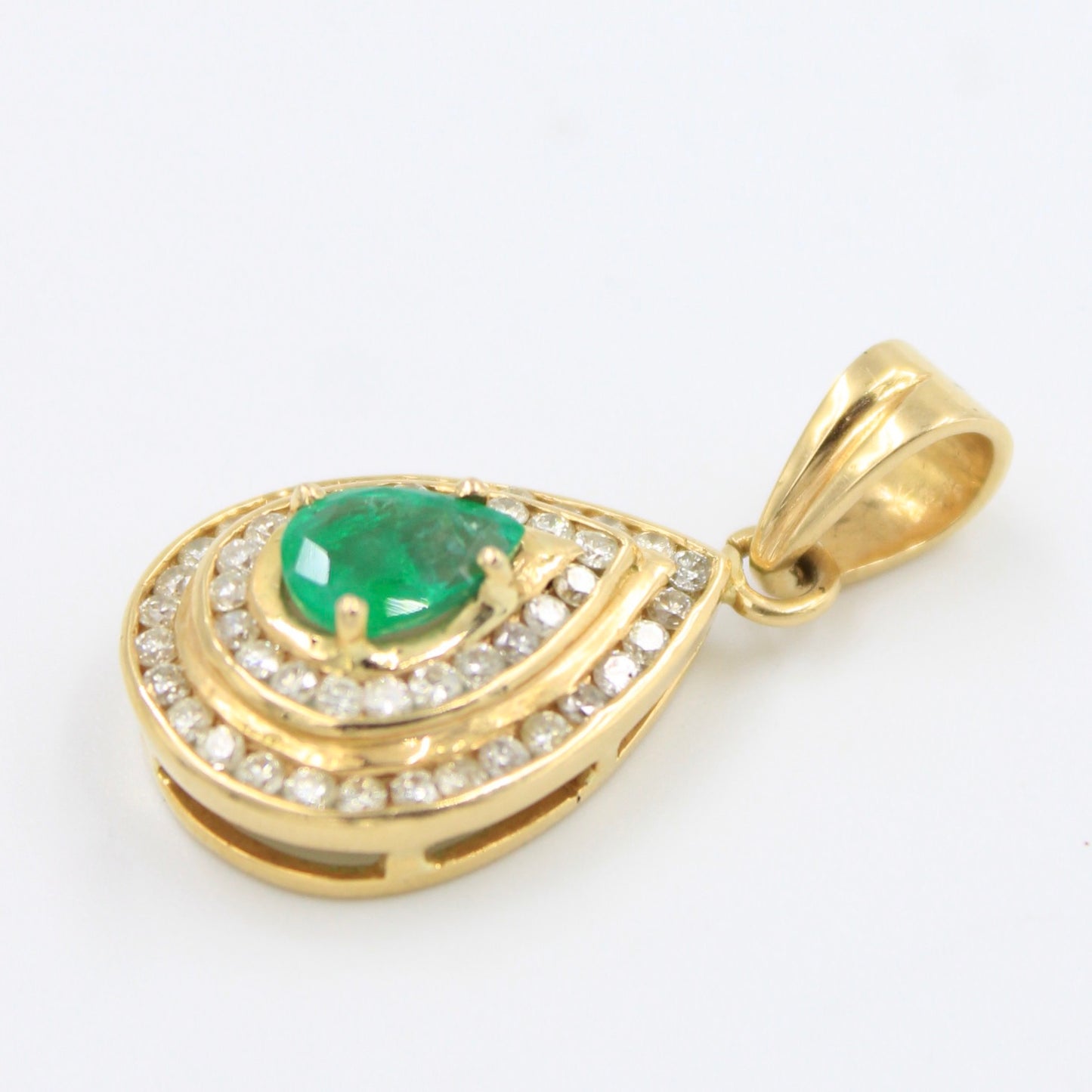 Elegant 2.50 TCW Natural Emerald & Diamond Pendant in 18K Yellow Gold