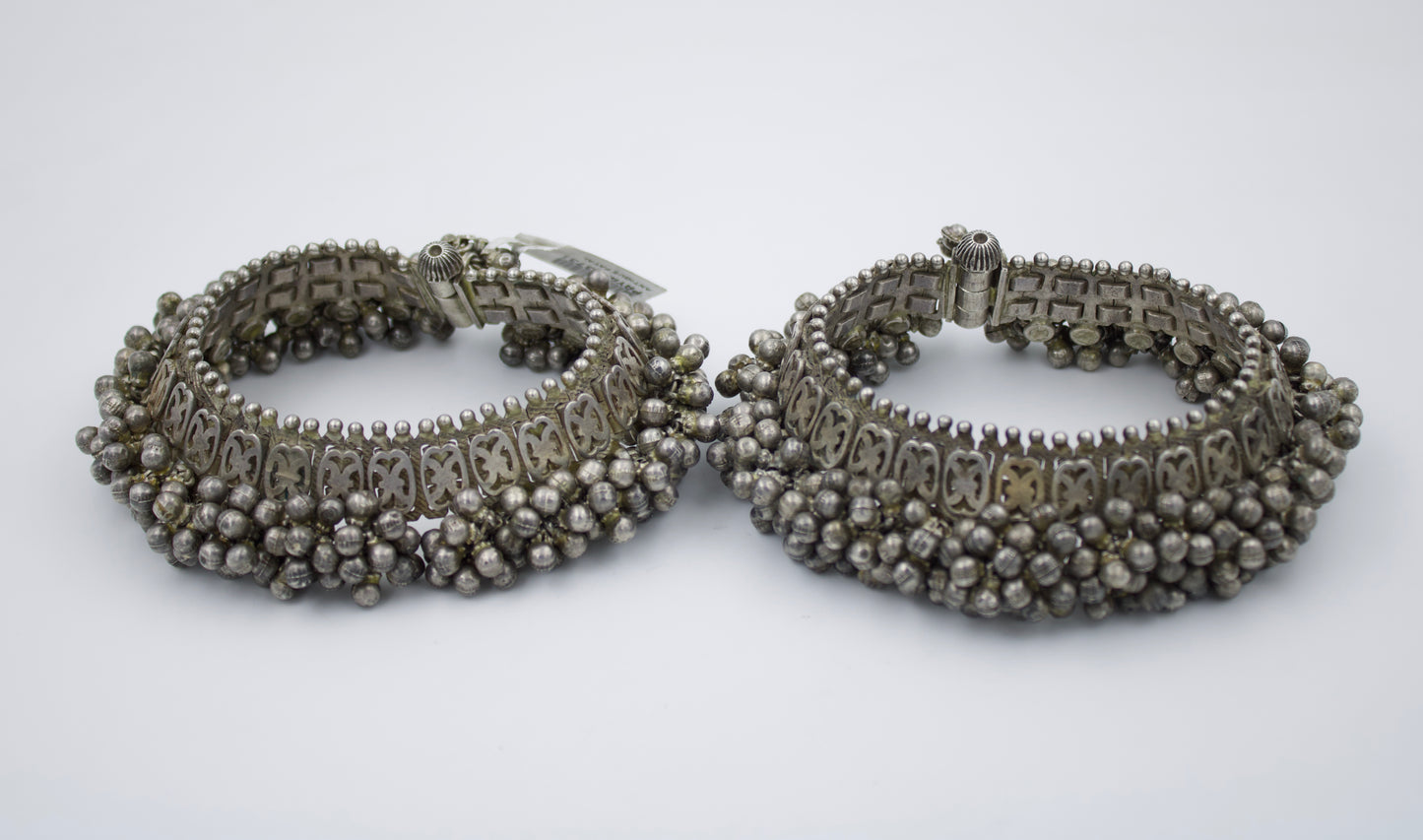 Vintage Indian Rajasthani Tribal Ghungroo Statement Anklet/Payal in Sterling Silver Collectors Piece Circa 1960