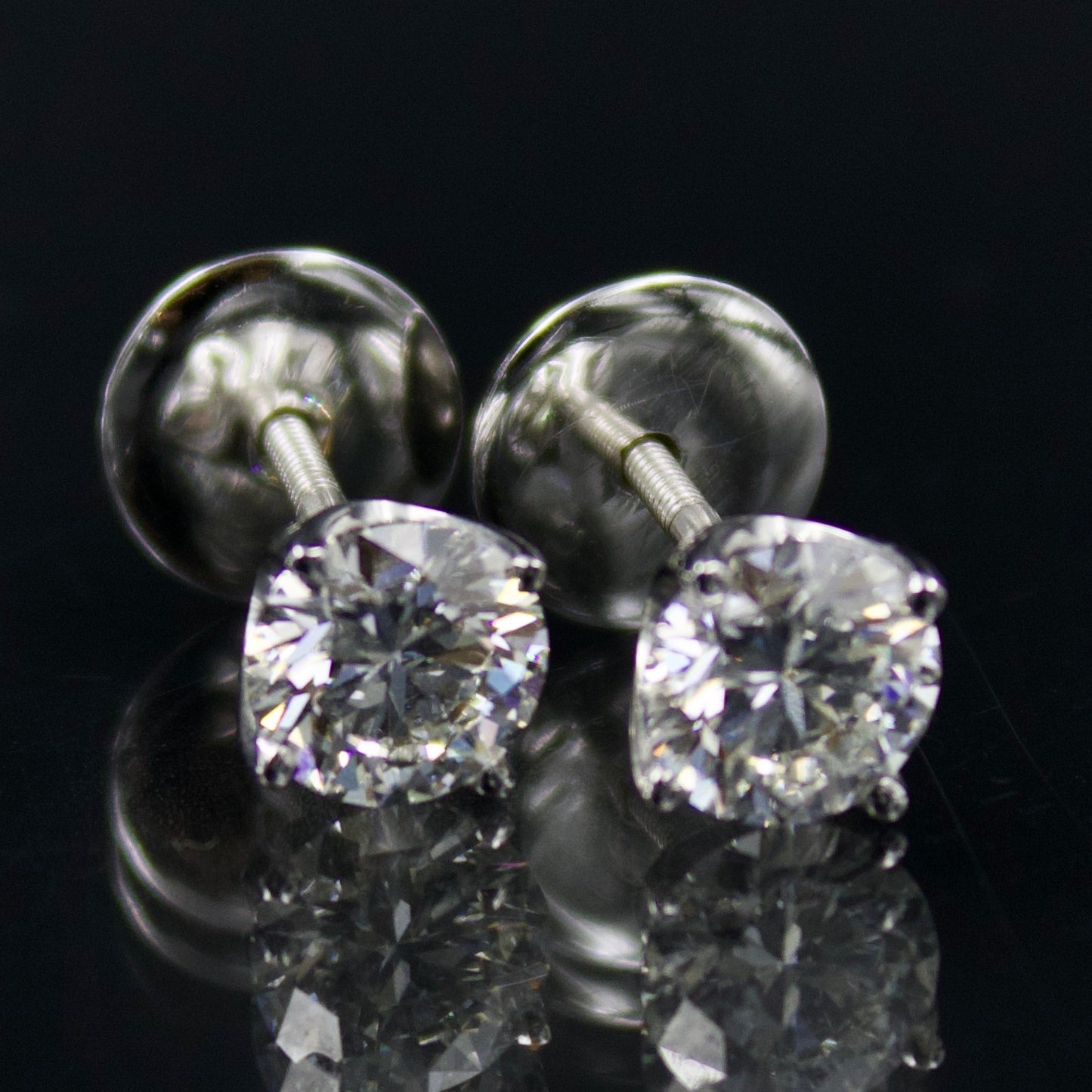 Timeless IGI Certified 2.50 CT 7x7 mm E-VVS Triple Excellent Lab Grown Diamond Stud Earrings in 18K White Gold Screw Back Solitaire Earrings