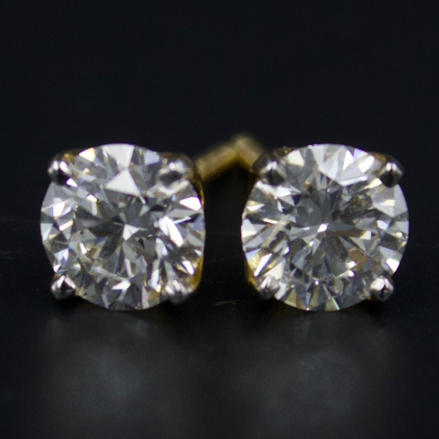 Timeless IGI Certified 3.18 TCW 7.5x7.5 mm D-VS1 Lab Grown Diamond Stud Earrings in 18K Yellow Gold Screw Back Solitaire Earrings