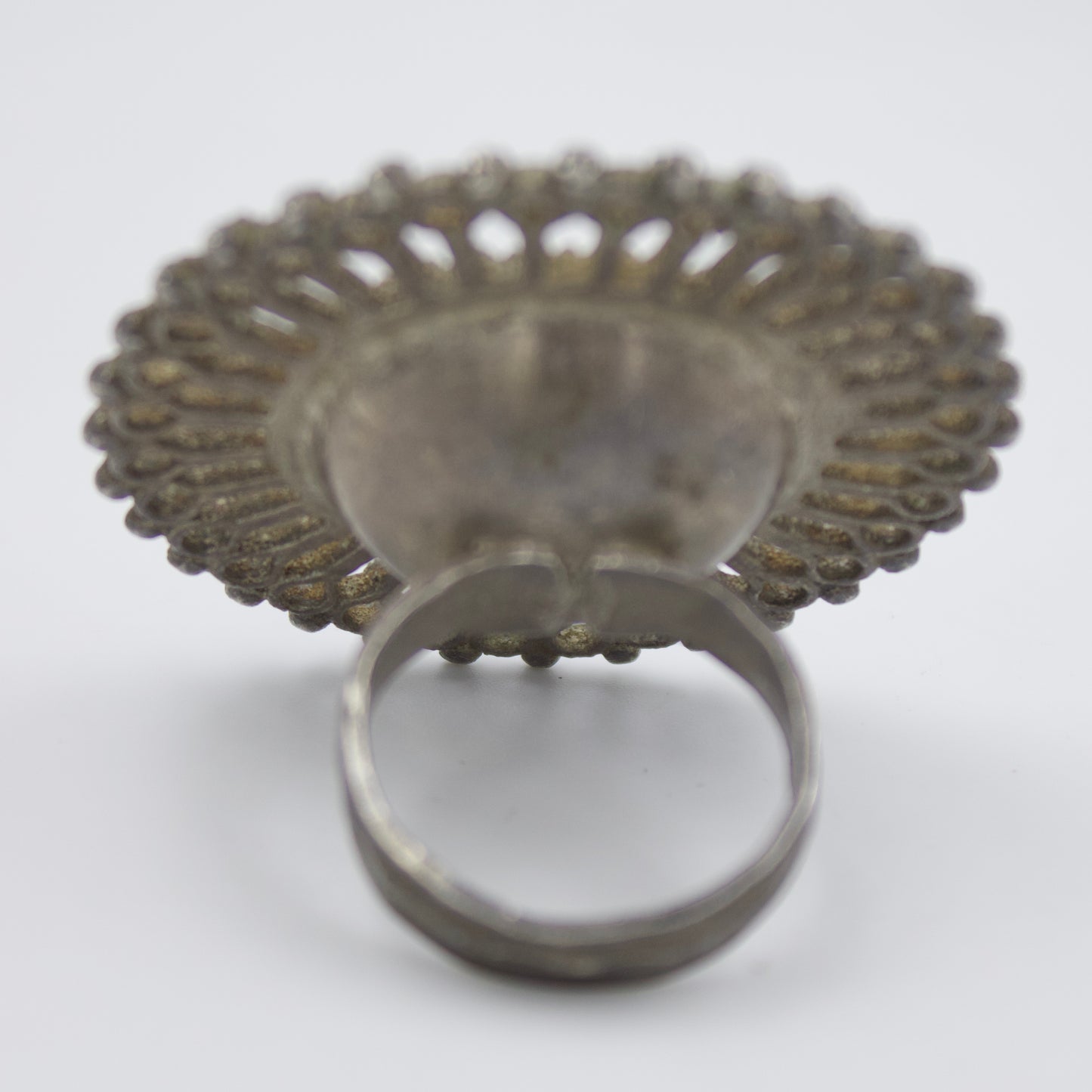 Antique Mirror Cocktail Ring in Sterling Silver