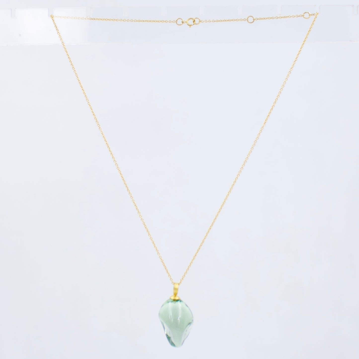 Minimalist Green Amethyst Ganesha Pendant Necklace in 18K Brushed Gold