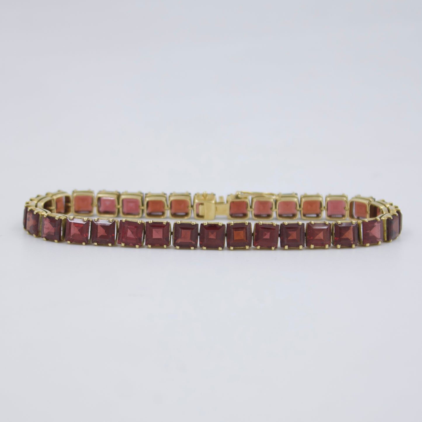 Natural Spessartite Garnet Gold Tennis Bracelet in 18K Yellow Gold