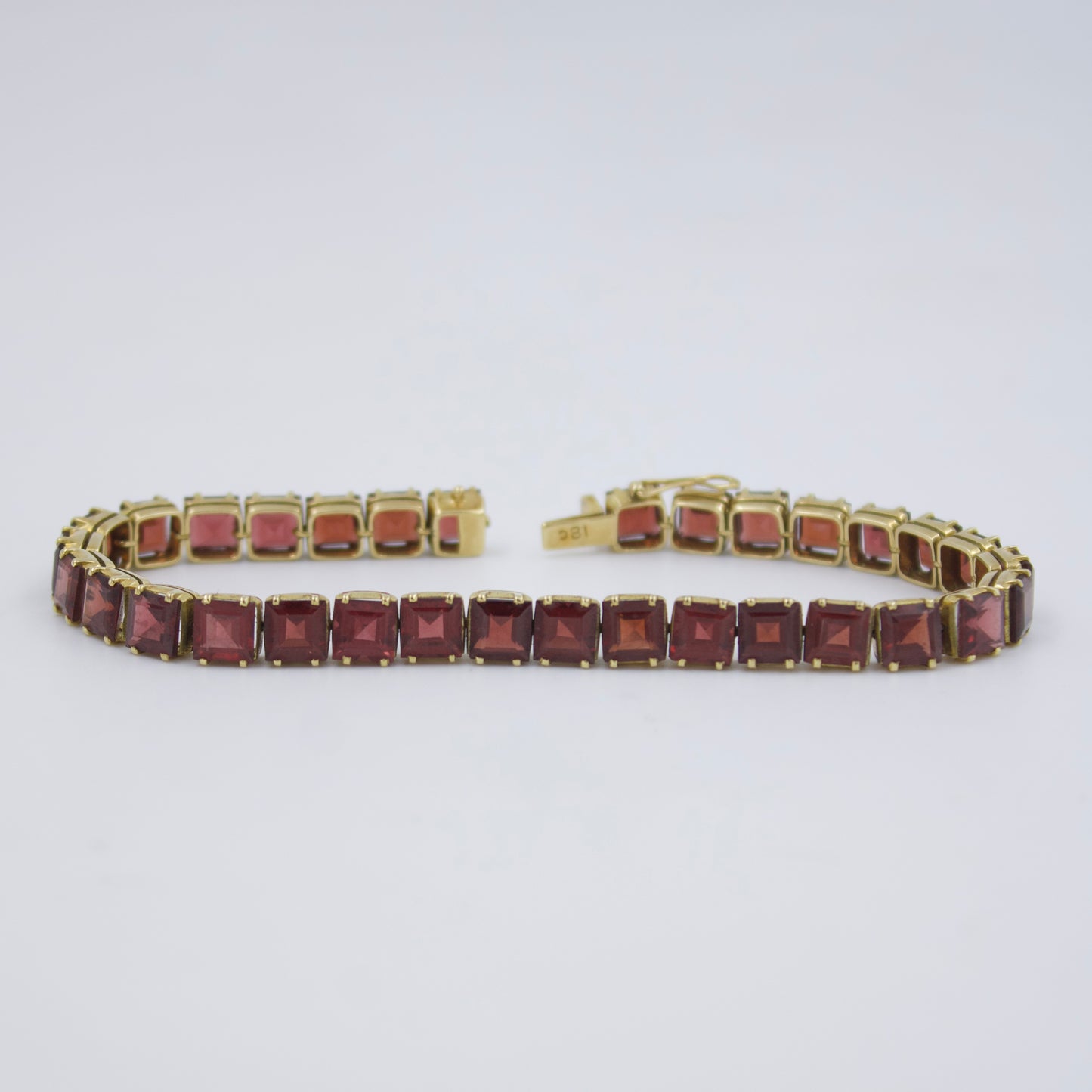 Natural Spessartite Garnet Gold Tennis Bracelet in 18K Yellow Gold