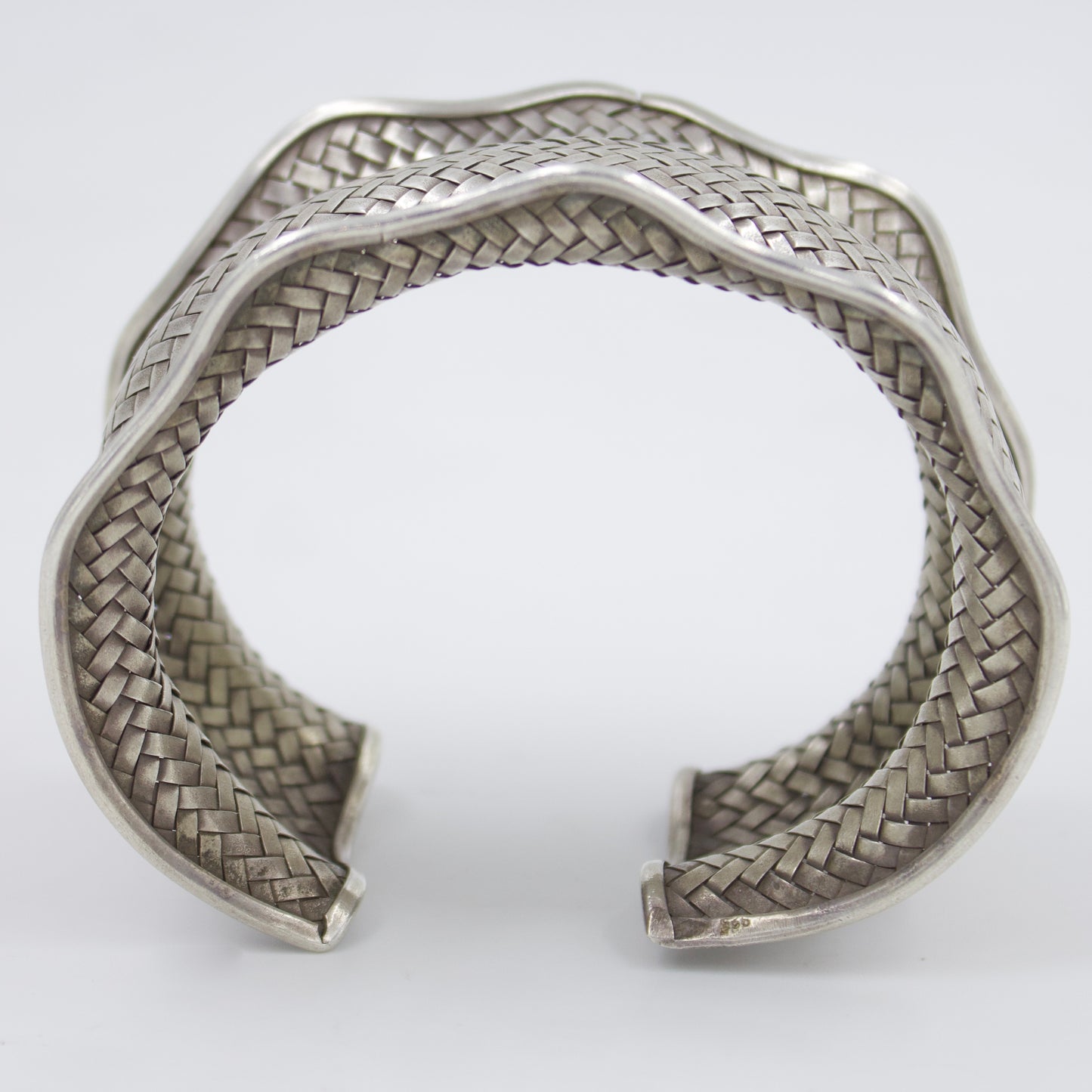 Indonesian Hand-woven Broad Cuff Bracelet in Sterling Silver