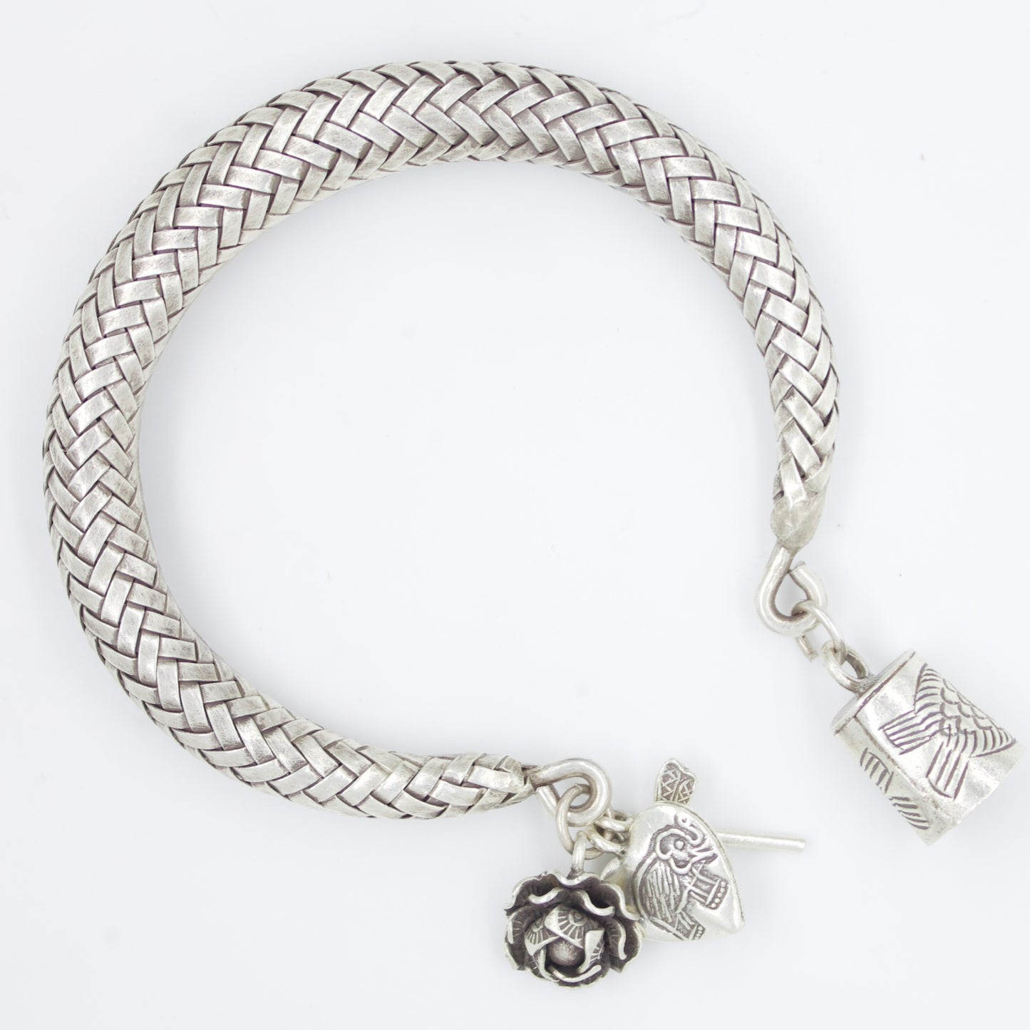 Indonesian Hand-woven Timeless Charm Cuff Bracelet in Sterling Silver