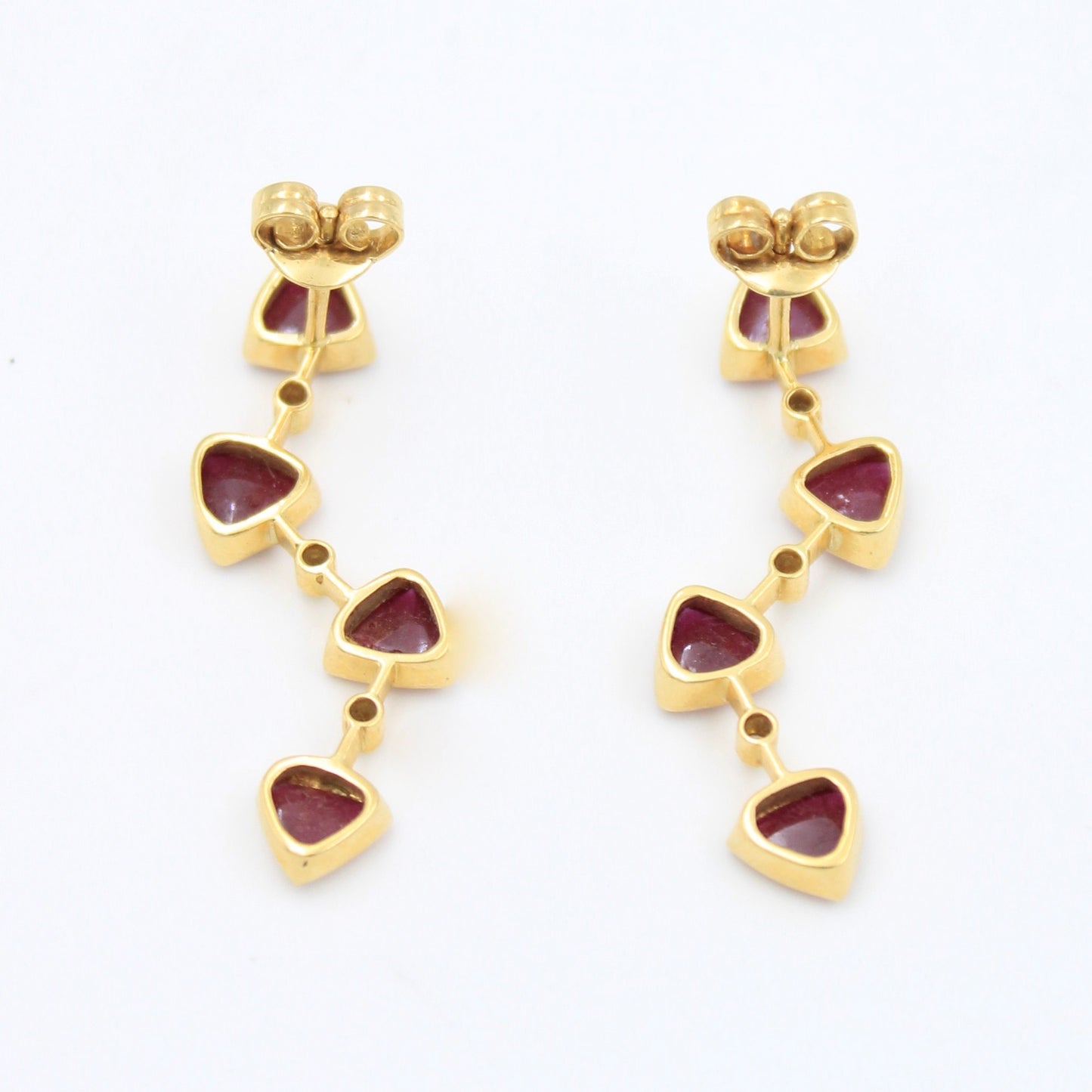 Elegant 3.75 TCW Natural Ruby and Diamond Drop Earrings in 18K Yellow gold